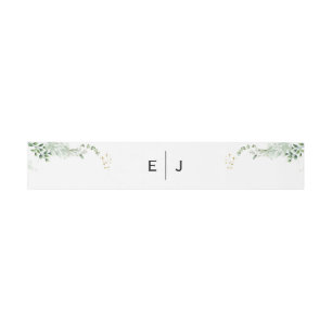 Chic Greenery Monogram Invitation Belly Band