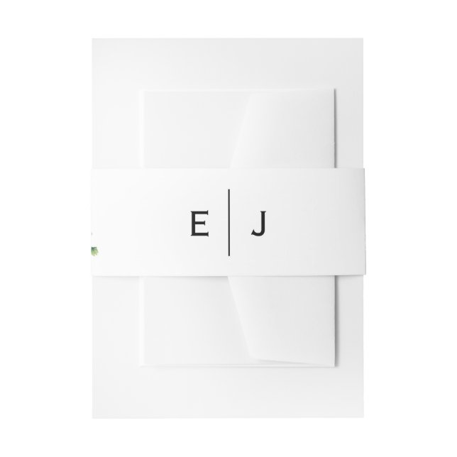 Chic Greenery Monogram Invitation Belly Band (Front Example)