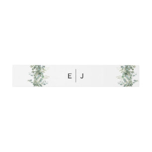 Chic Greenery Monogram Invitation Belly Band