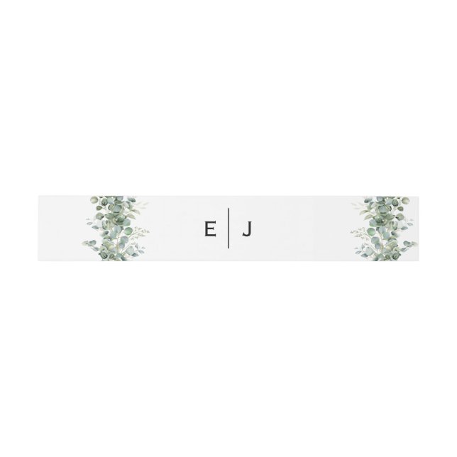 Chic Greenery Monogram Invitation Belly Band (Flat)