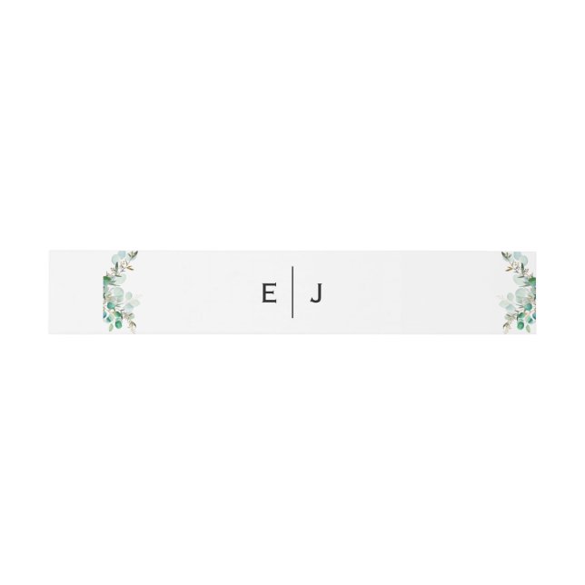 Chic Greenery Monogram Invitation Belly Band (Flat)