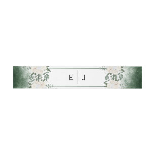Chic Greenery Monogram Invitation Belly Band