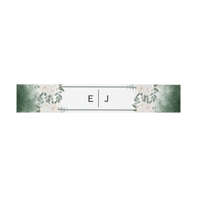 Chic Greenery Monogram Invitation Belly Band (Flat)
