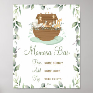 Chic Greenery Noah's Ark Baby Shower Momosa Bar  Poster