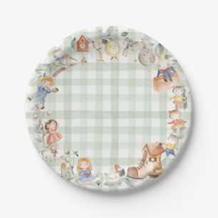Chic Greenery Nursery Rhyme Green Gender Neutral Paper Plate