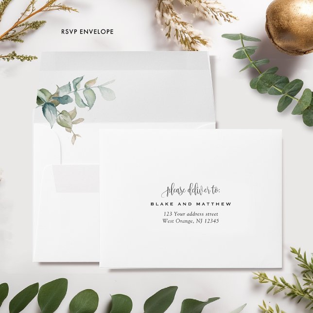 Chic Greenery RSVP Envelope with Return Address (Creator Uploaded)