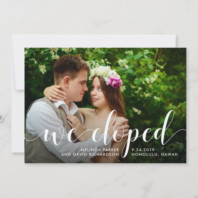 Chic Greenery | We Eloped Photo Announcement (Front)
