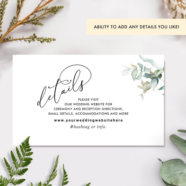 Chic Greenery Wedding Website / Details Enclosure Card (Creator Uploaded)