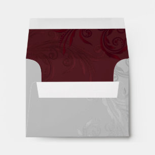 Chic Grey and Burgundy Flourish Custom Envelope