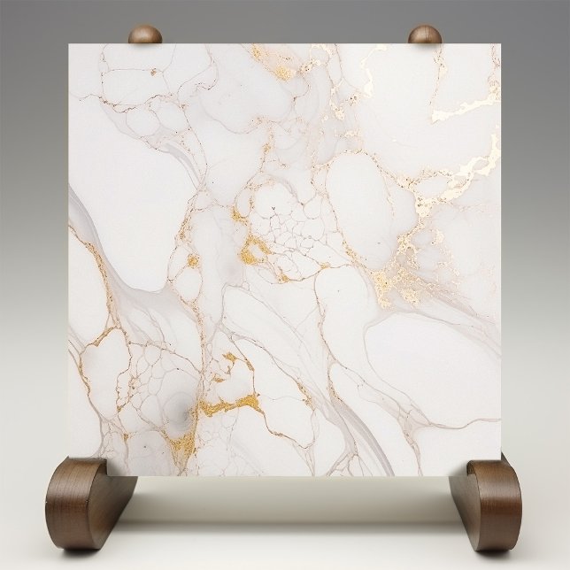 Chic Grey and Gold Faux Marble Tile Print (Creator Uploaded)