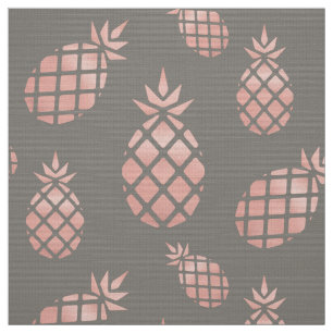 Chic Grey and Rose Gold Pineapple Upholstery Fabric