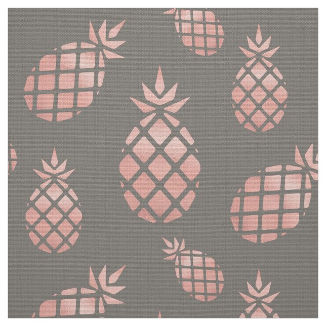 Chic Grey and Rose Gold Pineapple Upholstery Fabric (Swatch)