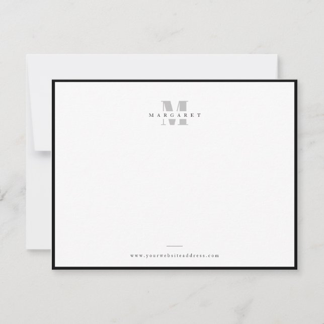 Chic Grey Bold Letter Simple Monogram Name Card (Front)