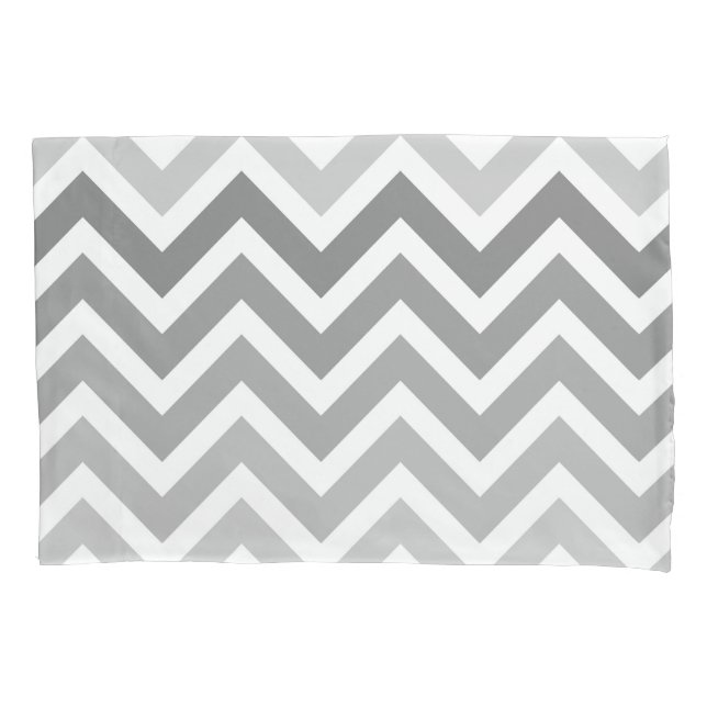 Chic Grey Chevron Ombre ZigZag Pattern Pillowcase (Front)