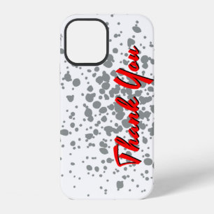 Chic Grey Explosion Watercolor Dots Red Text iPhone 12 Case