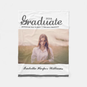 Chic Grey Graduate Graduation Class of 2018 Fleece Blanket