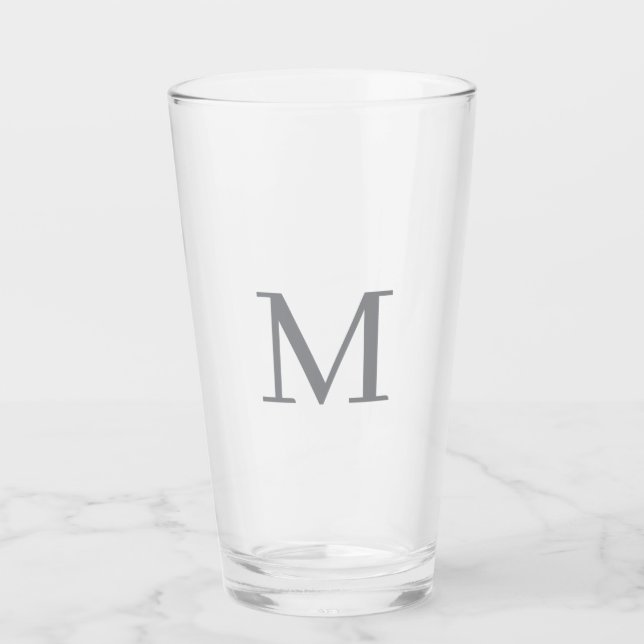 Chic Grey Initial Letter Monogram Modern Glass (Front)