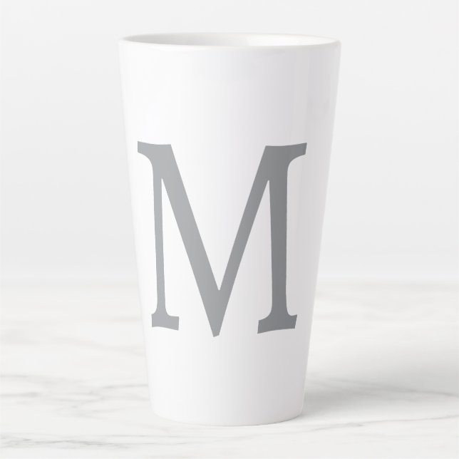 Chic Grey Initial Letter Monogram Modern Latte Mug (Front)