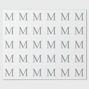 Chic Grey Initial Letter Monogram Modern Wrapping Paper