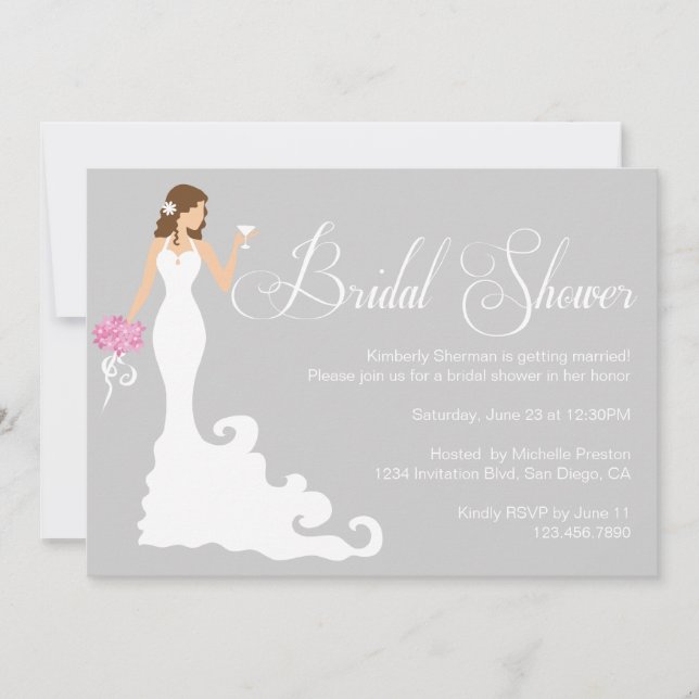 Chic Grey Modern Bride Posh Bridal Shower Invite (Front)