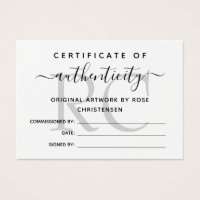 Chic Grey Monogram Certificate of Authenticity