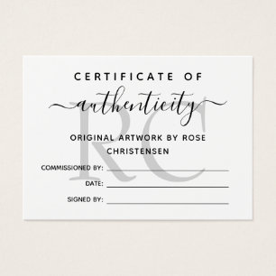 Chic Grey Monogram Certificate of Authenticity