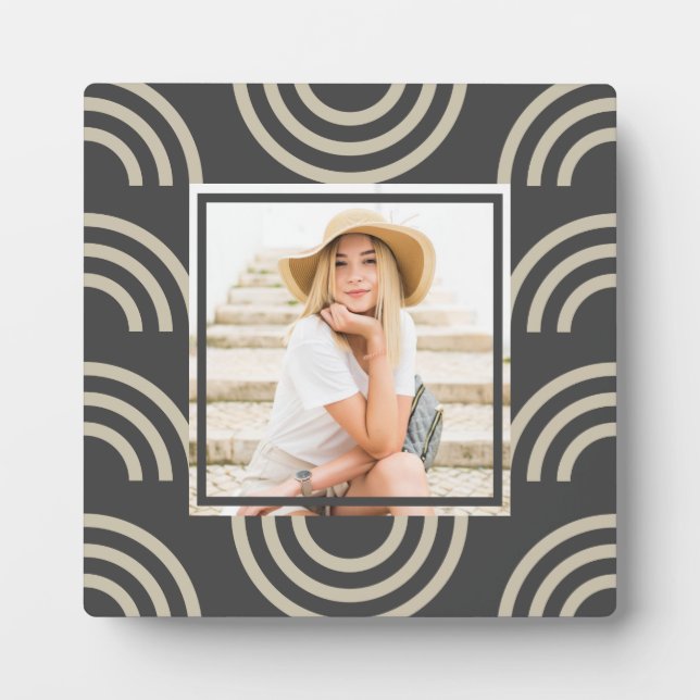 Chic Grey Rainbow Photo Plaque (Front)