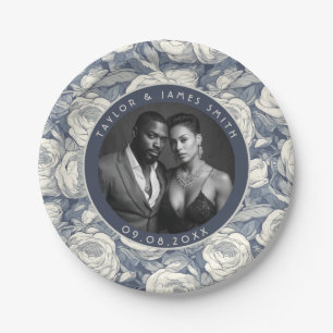 Chic Grey Rose Wedding Plates For Wedding
