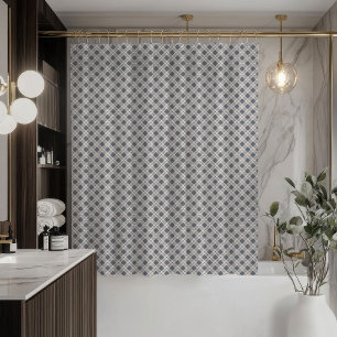 Chic Grey Shower Curtain Modern Plaid Statement