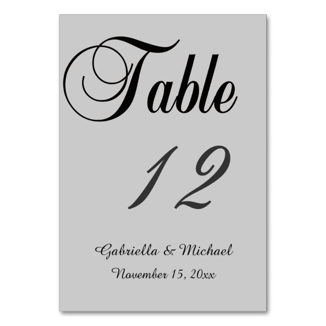 Chic Grey Table Number (Front)