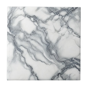 Chic Grey & White Marble Look Glamour Ceramic Tile