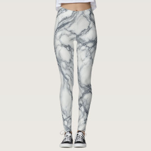 Chic Grey & White Marble Look Glamour Leggings