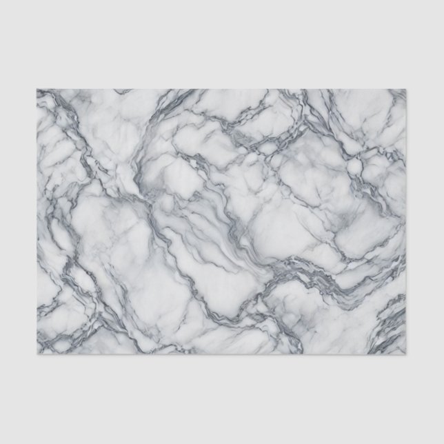 Chic Grey & White Marble Look Glamour Tissue Paper (Front)