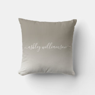 Chic Grey White Ombre Effect Monogram Name Cushion