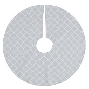 Chic Grey White Quatrefoil Brushed Polyester Tree Skirt