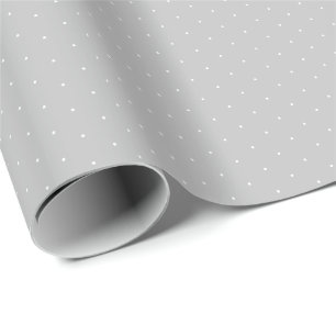 Chic grey white tiny polka dots pattern cute wrapping paper