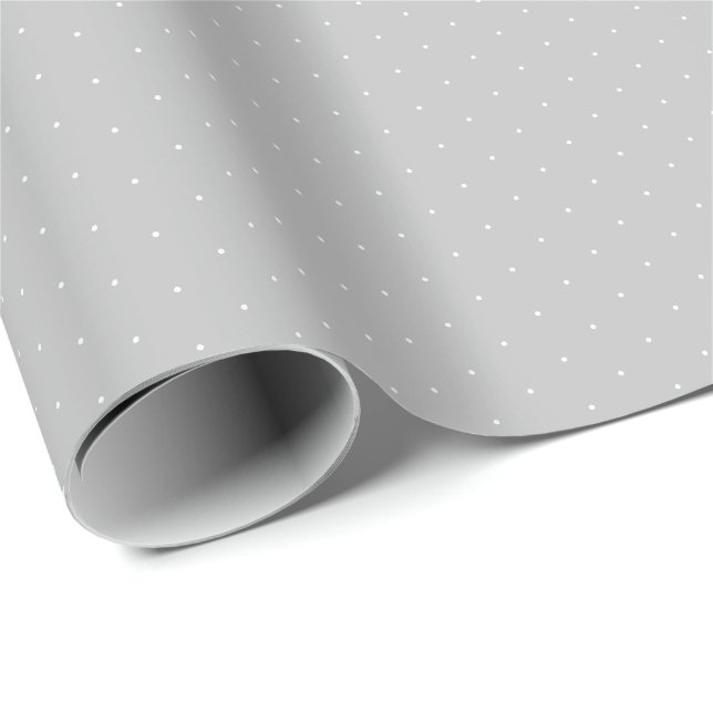 Chic grey white tiny polka dots pattern cute wrapping paper (Roll Corner)
