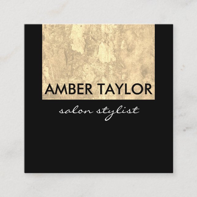 Chic Grunge Black Two Tone Square Business Card (Front)