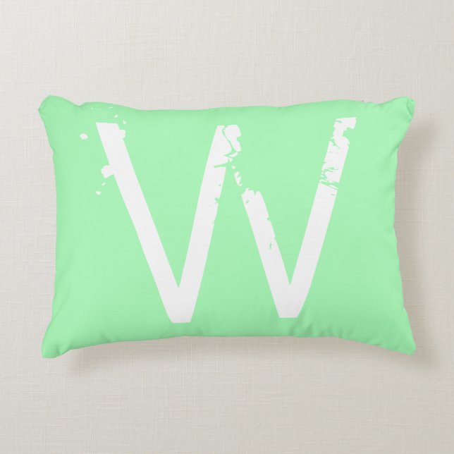 Chic Grunge Monogram Mint Green Decorative Cushion (Front)