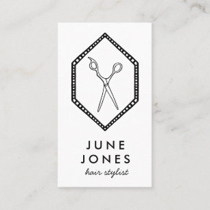 Chic Hair Stylist Scissors Salon Minimal Line Art Business Card