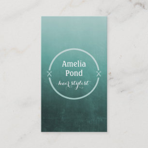 chic hairstylist hair stylist grey teal ombre business card