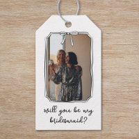Chic Hand Drawn Bow Bridesmaid Proposal Photo