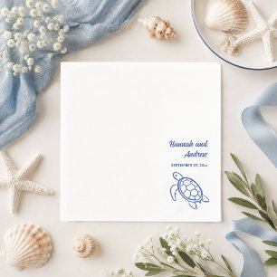 Chic Hand Drawn Turtle Wedding Napkin