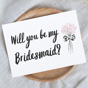 Chic Hand Drawn Will You Be My Bridesmaid Proposal Card