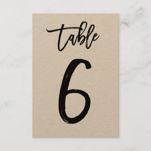 Chic Hand Letter Kraft Table Number Card Table 6