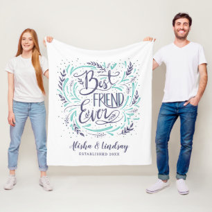 Chic Hand Lettered Best Friend Ever Personalized Fleece Blanket