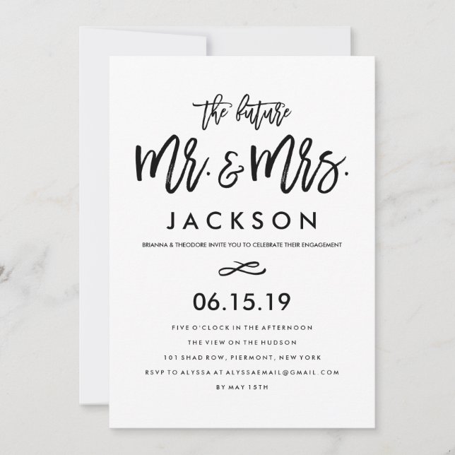Chic Hand Lettered Engagement Party Invitation (Front)