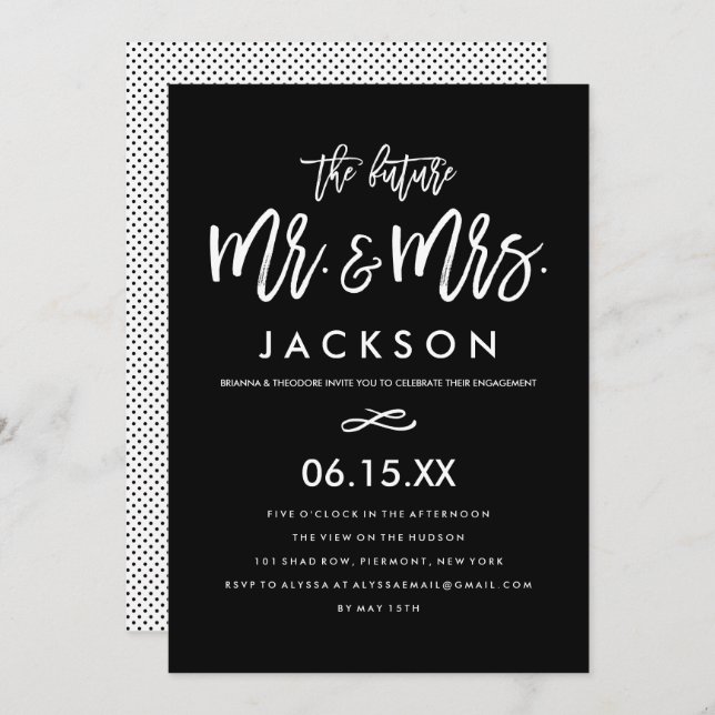 Chic Hand Lettered Engagement Party Invitation (Front/Back)