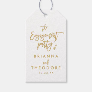 Chic Hand Lettered Gold Engagement Gift Tag