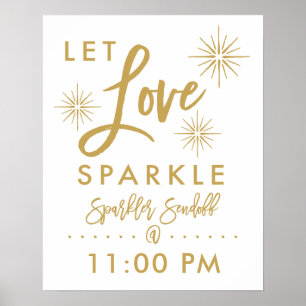 Chic Hand Lettered Gold Sparkler Sendoff Sign